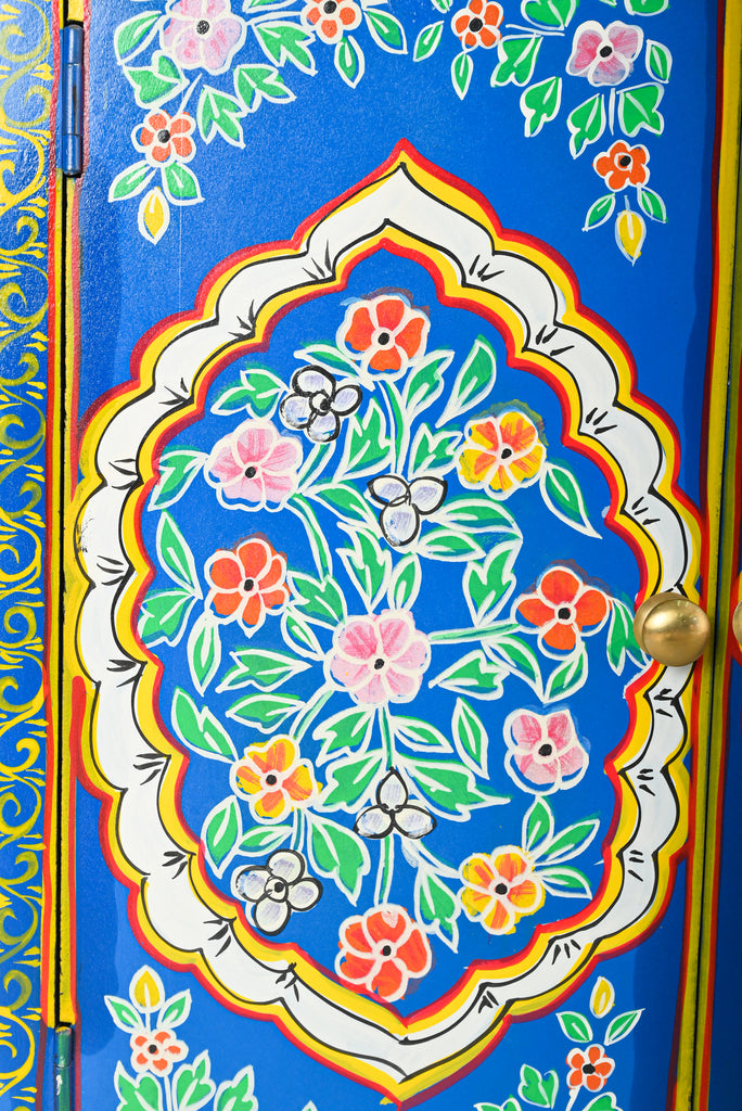 Floral Blue Hand Painted  Cabinet