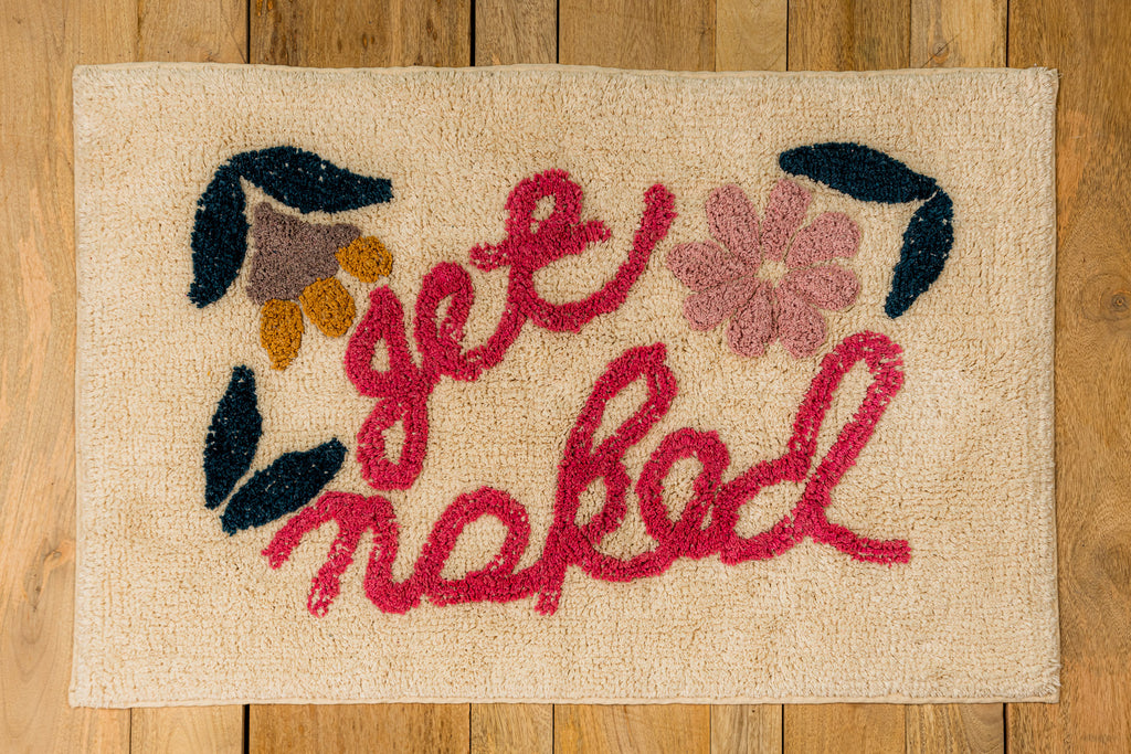 White Get Naked 100% Cotton Recycled Bath Mat