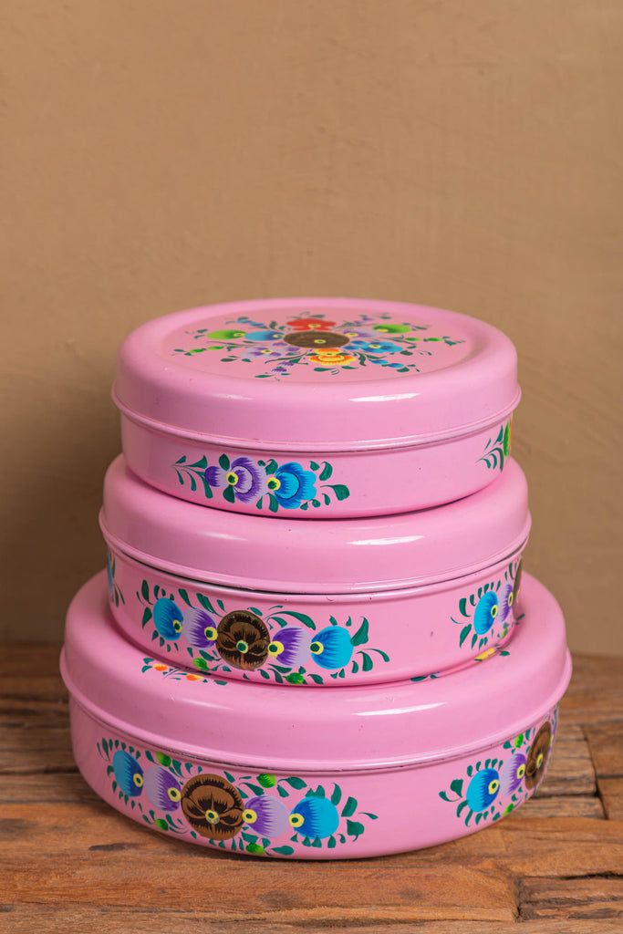 Pink Stainless Steel Round Container (Set of 3) | Birch&Yarn