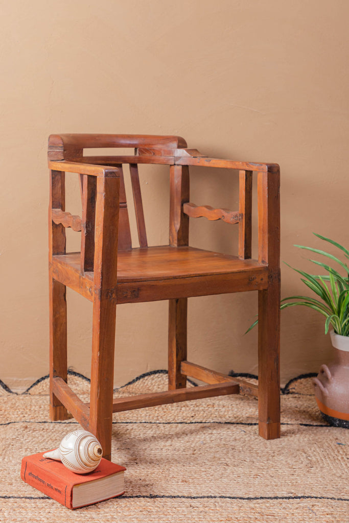 Vintage Wooden Gandhi Arm-Chair