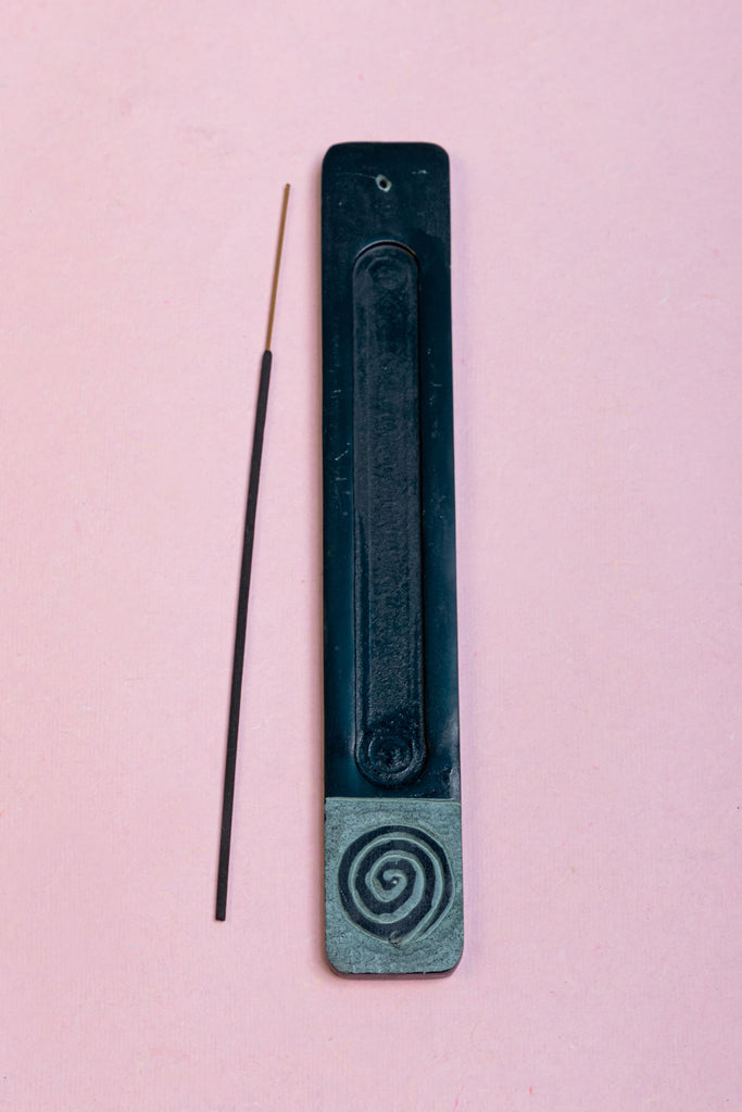 Hand Engraved Spiral Soapstone Ash Catcher | Birch&Yarn