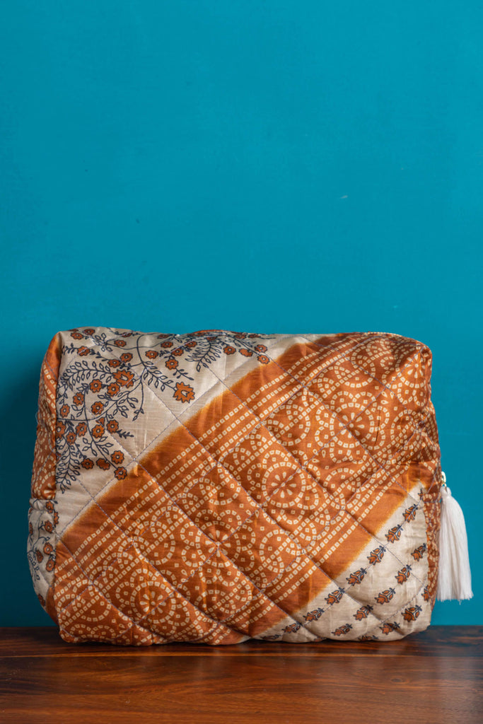 Copper-White Recycled Saree Carry Clutch