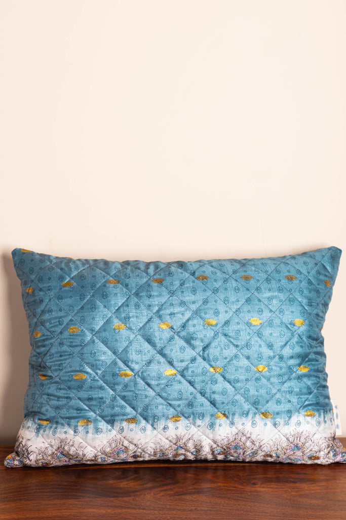 Blue Recycled Saree Cushion Cover