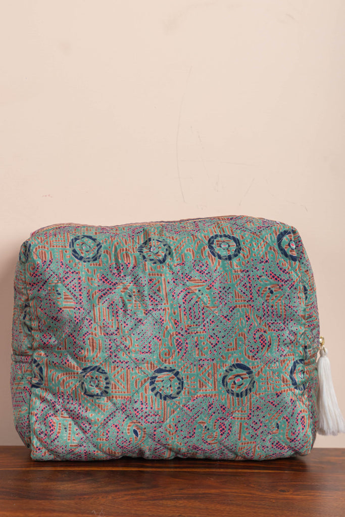 Blue Recycled Saree Carry Clutch