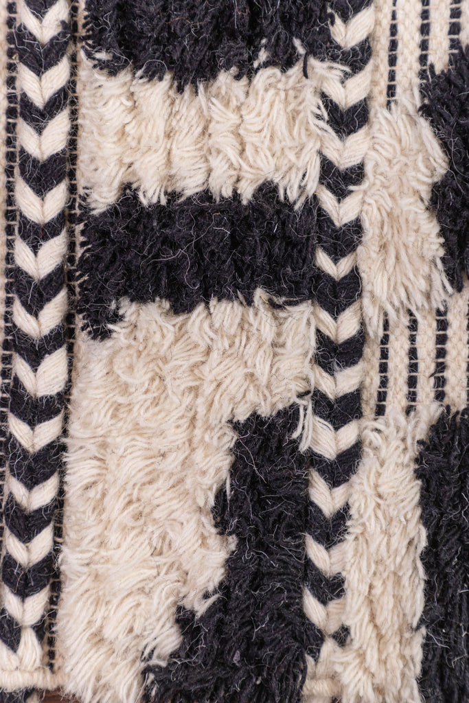 Black & White Wool & Cotton Braided Rug