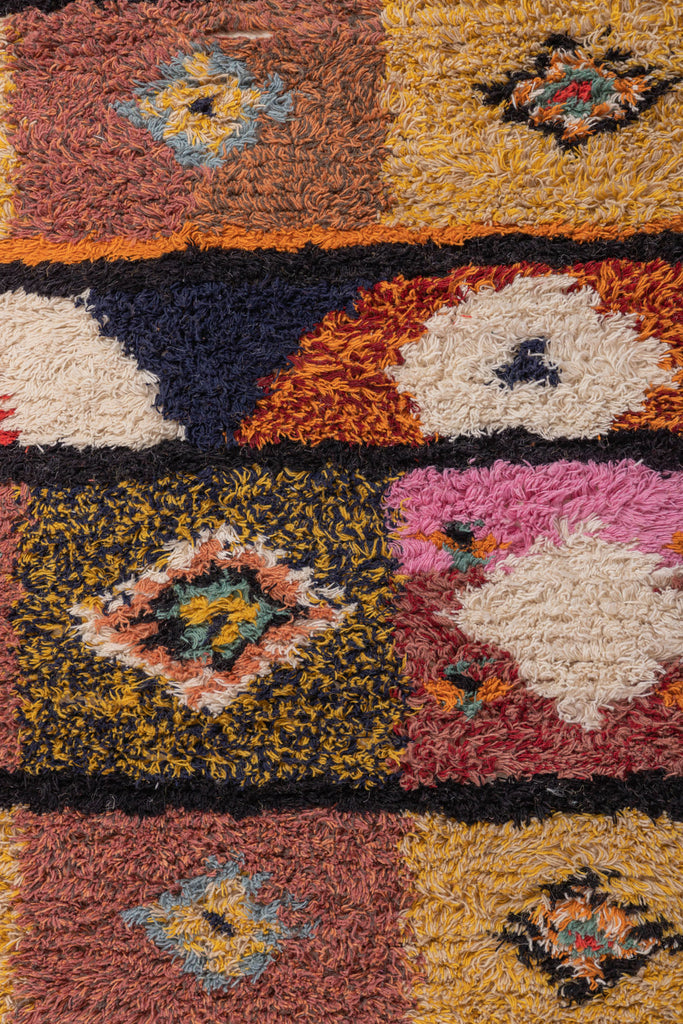 Colourful Woven Wool & Cotton Shaggy Rug