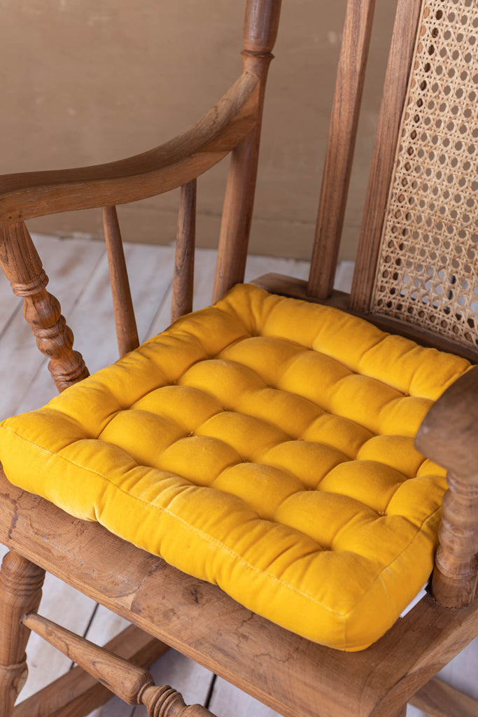 Saffron Yellow Velvet Seat Pad