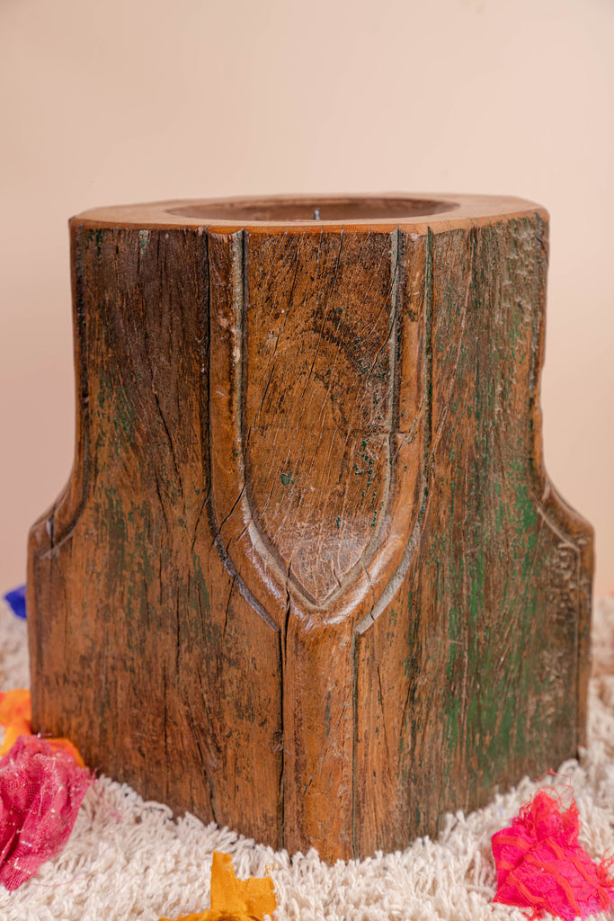 Brown Oak wood Vintage Candle Stand