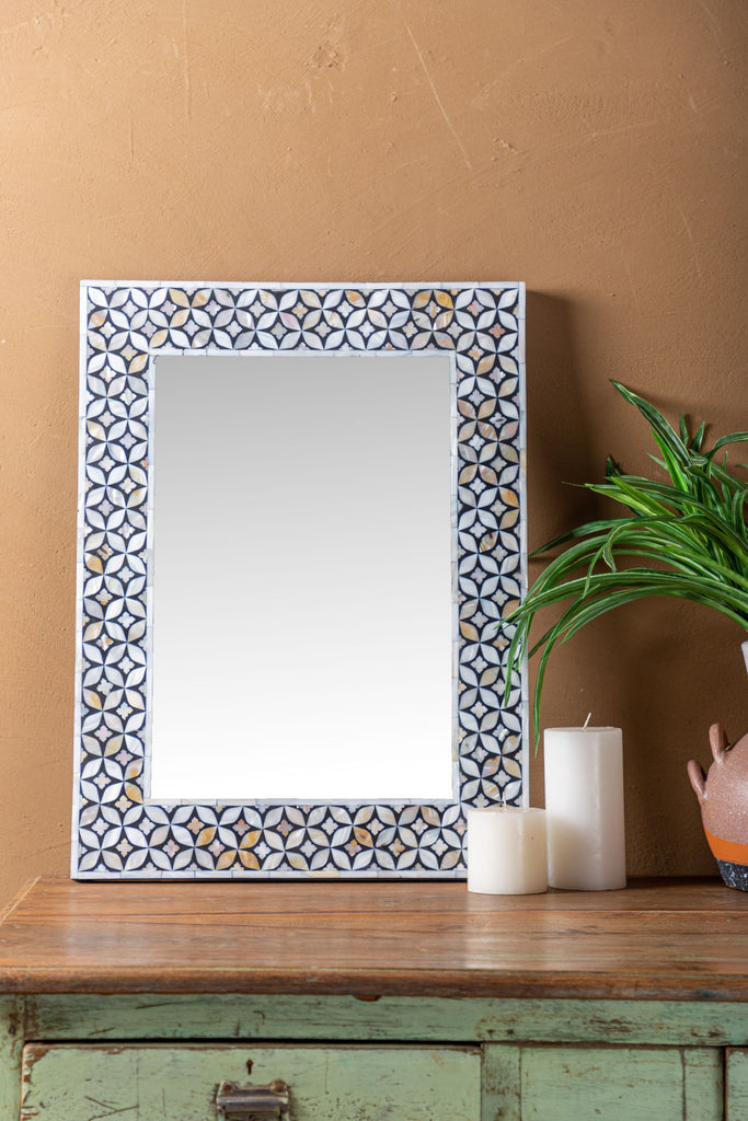 Black Mother Of Pearl Table Mirror