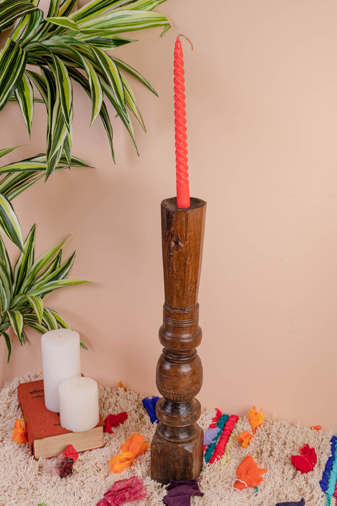 Brown Vintage Pillar Candle Stand