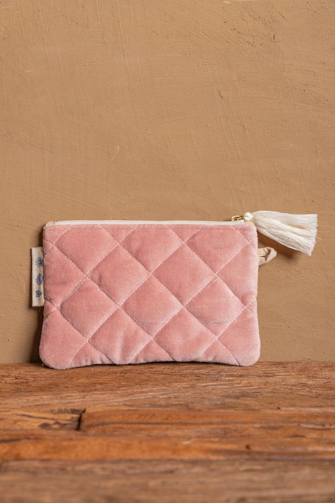 Soft Pink Quilted Cotton Velvet Jimmy Clutch
