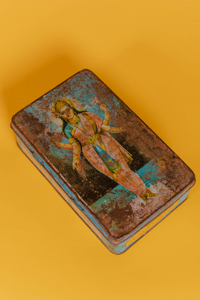 Goddess Lakshmi Printed Antique Iron Box