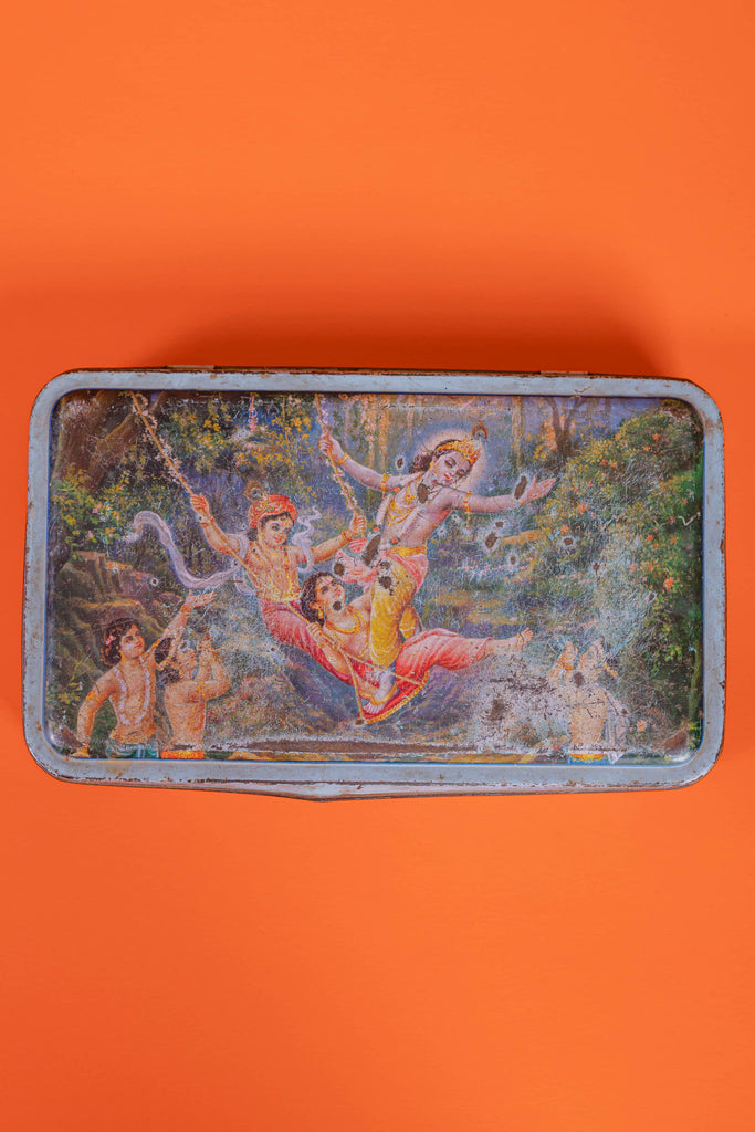 Lord Krishna Playing with Friends Vintage Iron Box