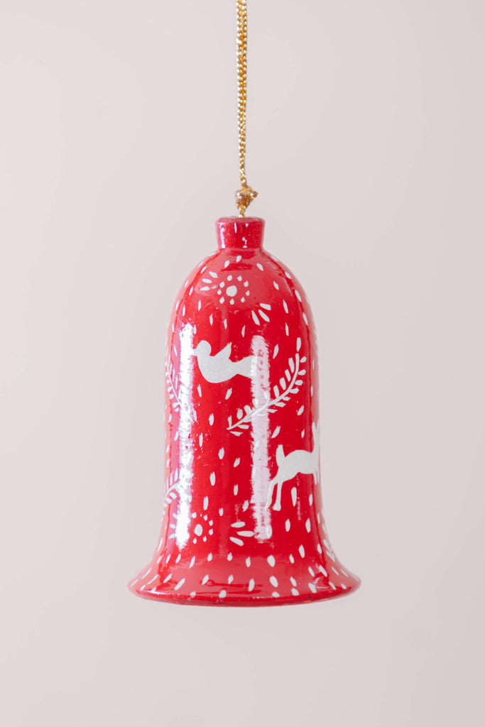 Hand Painted Red & White Christmas Hanging Bell | Birch&Yarn