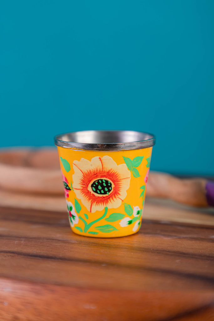 Yellow Hand Painted Stainless Steel Egg Cup