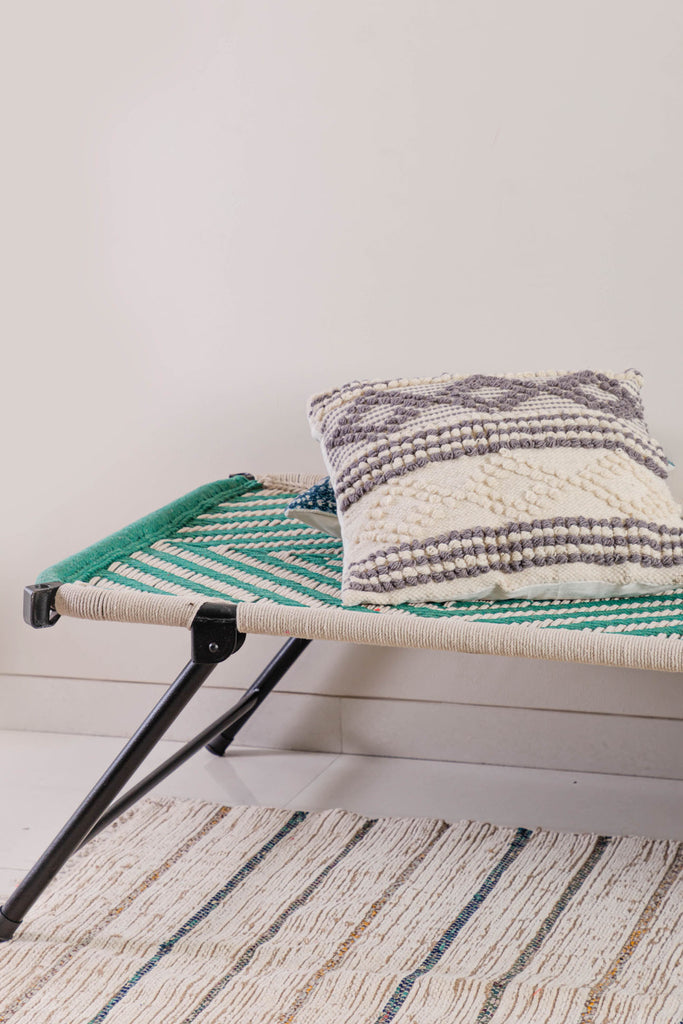 Recycled Cotton Hand Strapped Bottle Green Day Bed | Birch&Yarn