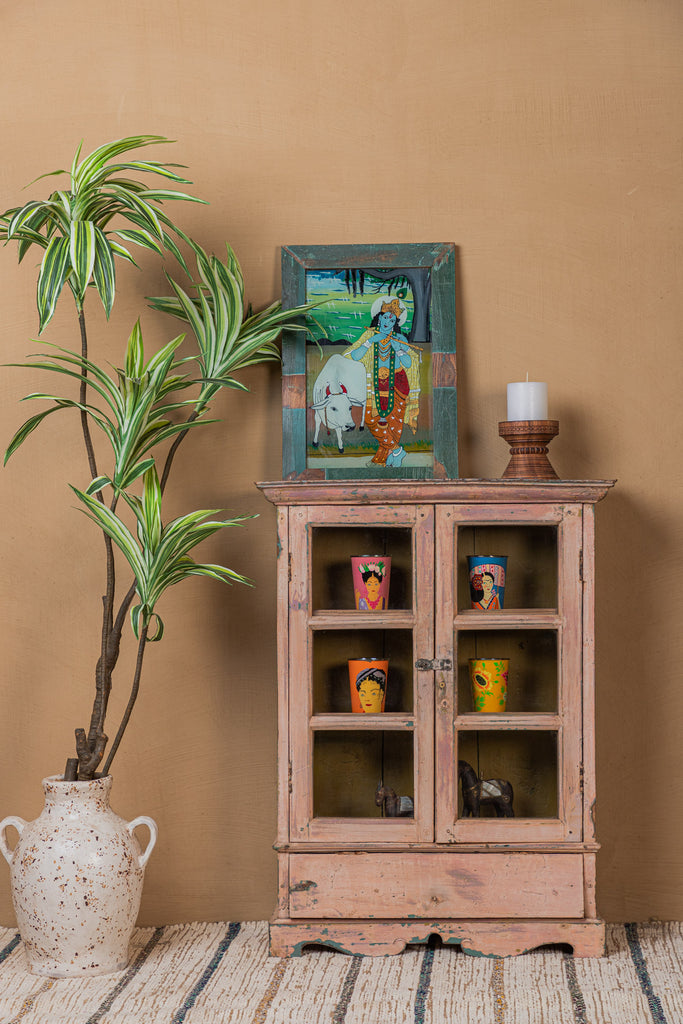 Peach Vintage Wall Display Cabinet