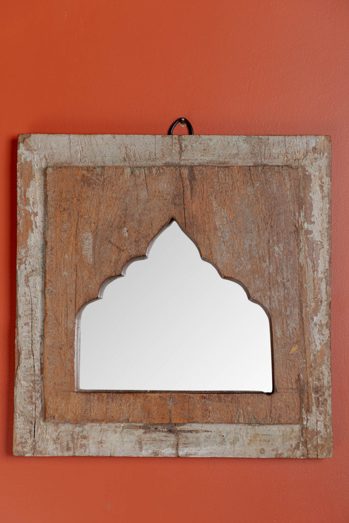 Small Size Vintage Arched Wooden Mirror