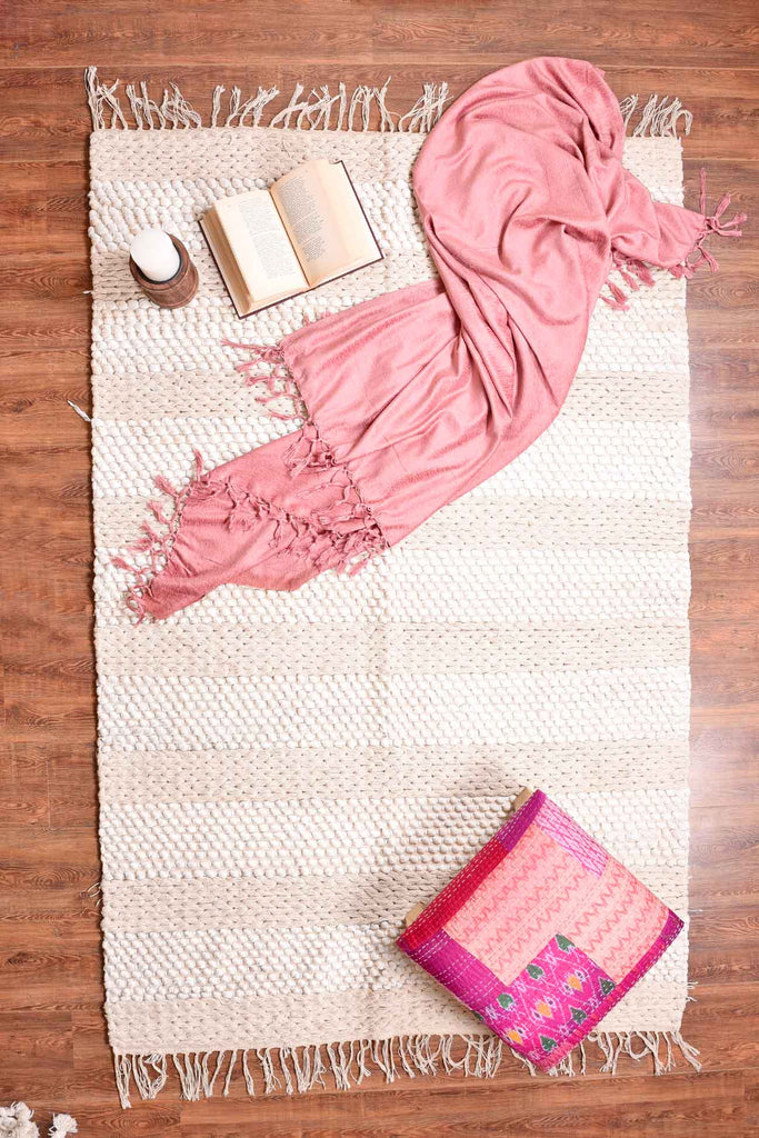Natural Cotton Braided & Bobble Rug