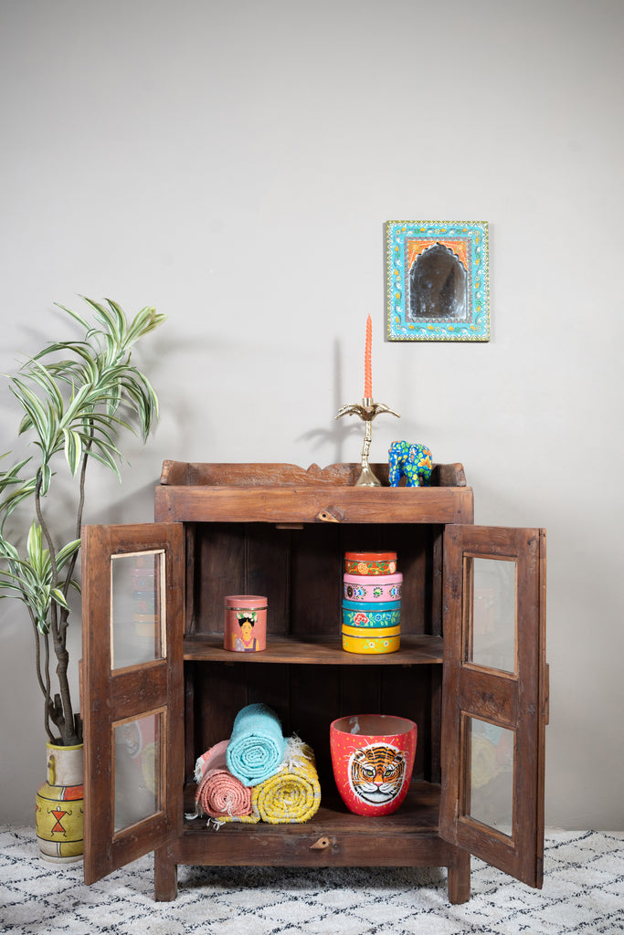 Brown Vintage Wooden Cabinet - W:76cm D:40cm H:108cm