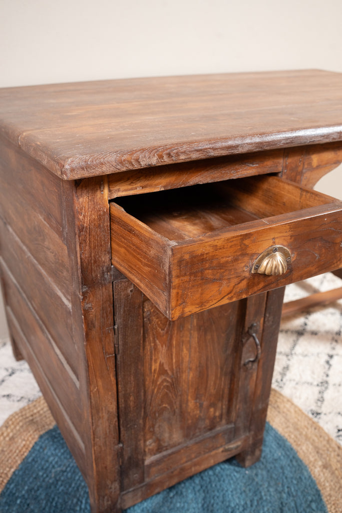 Dark Brown Vintage Wooden Study Table - W:120cm D:77cm H:77cm