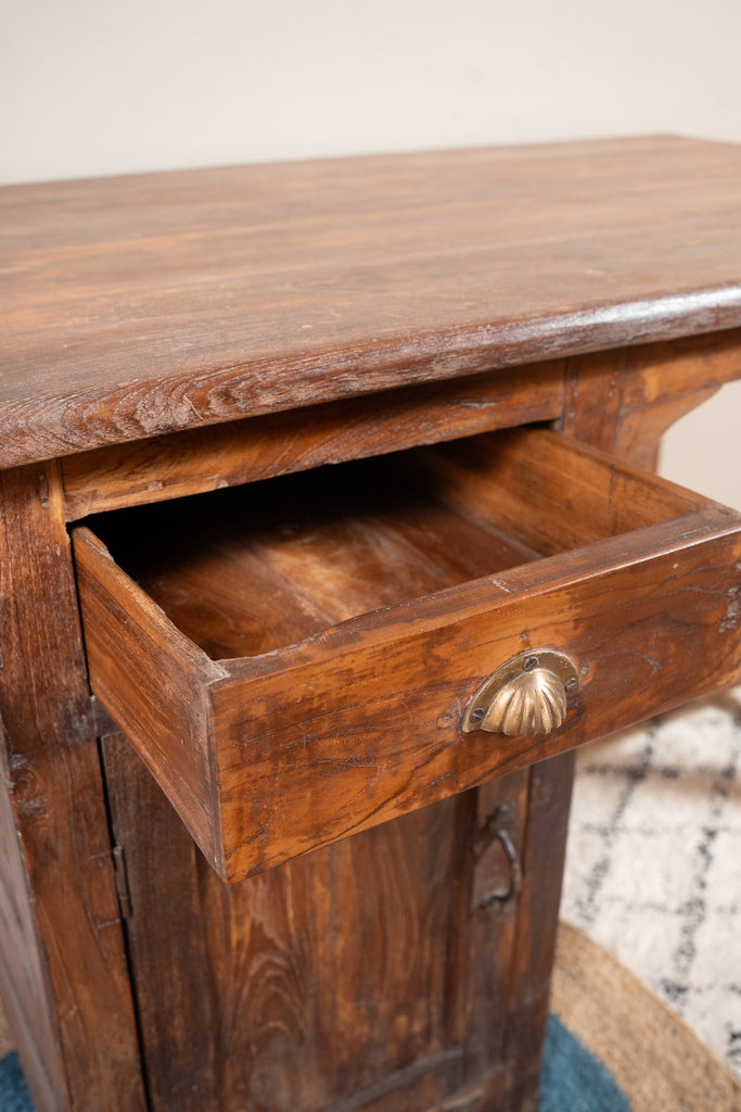 Dark Brown Vintage Wooden Study Table - W:120cm D:77cm H:77cm