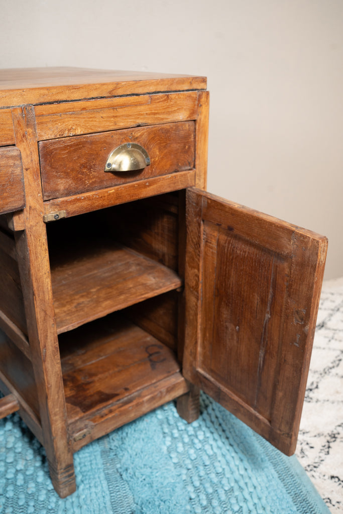 Brown Vintage2 Drawers  Wooden Study Table - W:105cm D:52cm H:76cm