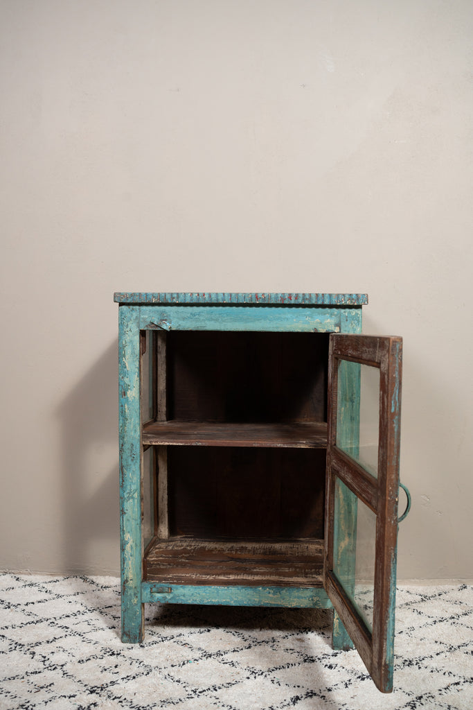 Blue Tone Vintage Wooden Display Unit - W:54cm D:38cm H:76cm