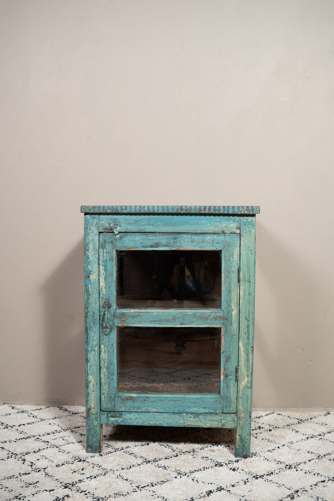 Blue Tone Vintage Wooden Display Unit - W:54cm D:38cm H:76cm