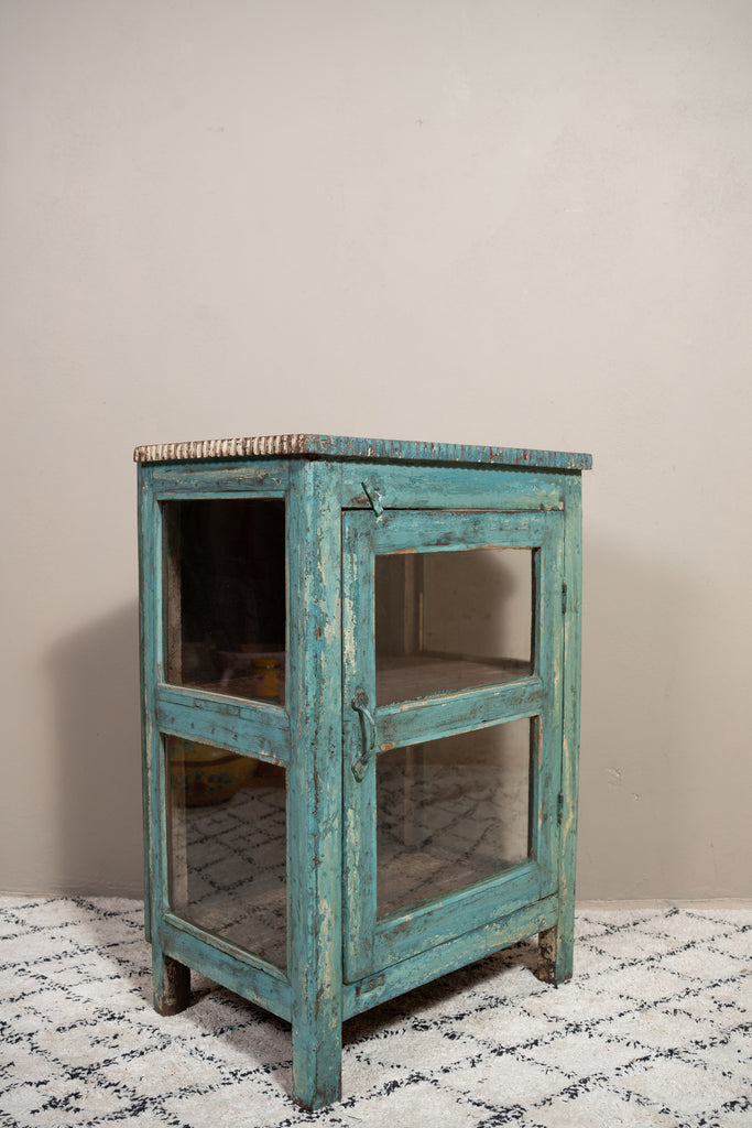 Blue Tone Vintage Wooden Display Unit - W:54cm D:38cm H:76cm