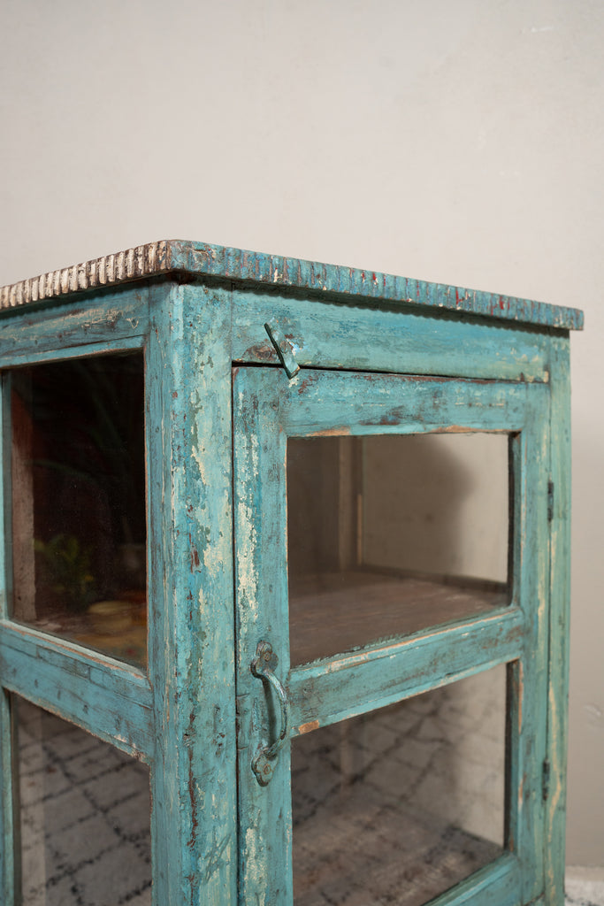 Blue Tone Vintage Wooden Display Unit - W:54cm D:38cm H:76cm