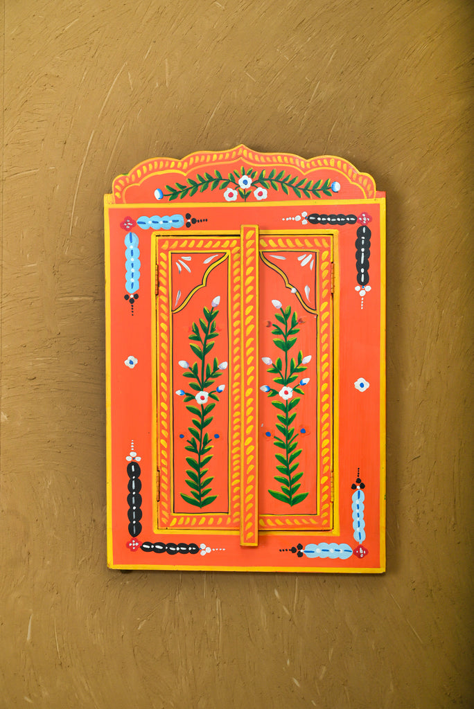 Orange Hand Painted Window Mirror