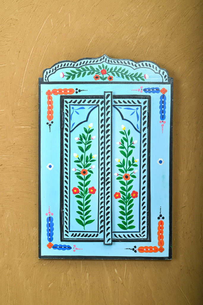 Blue Hand Painted Window Mirror