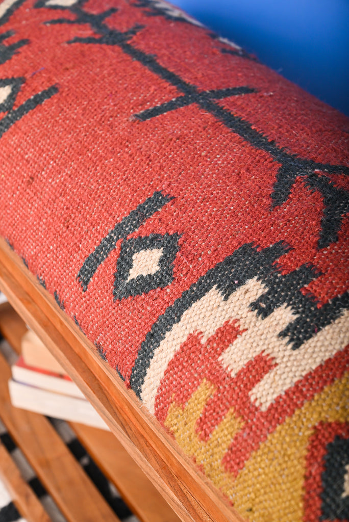 Versatile Kilim Bench with Single Shelf: Functional Design with Artisanal Appeal | Fast Shipping in the UK