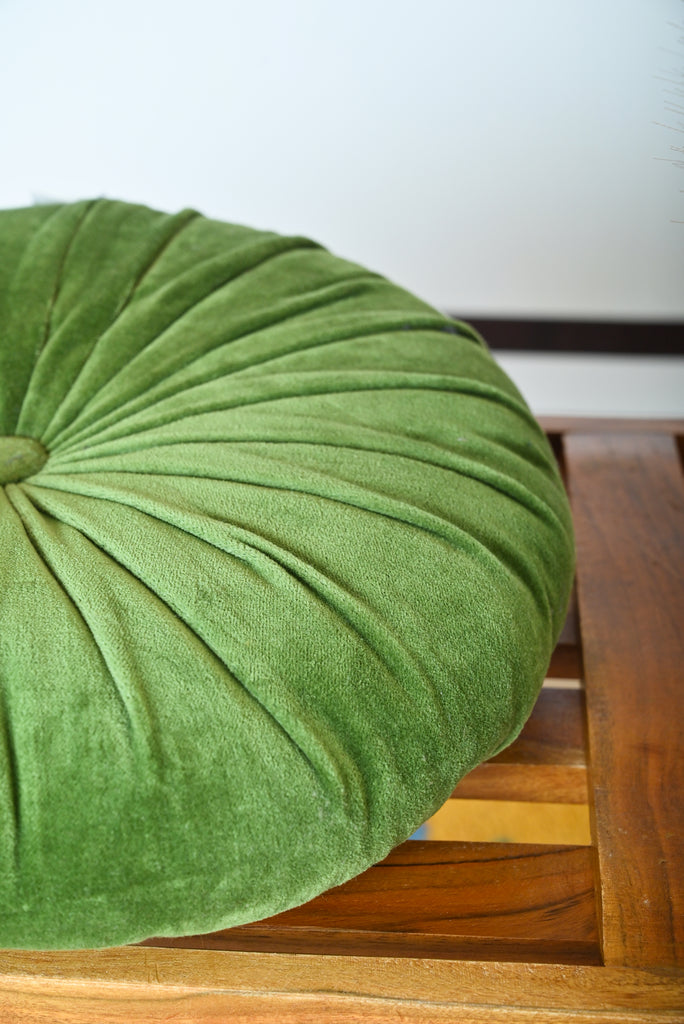 GreenRound Ruched Cotton Velvet Cushion