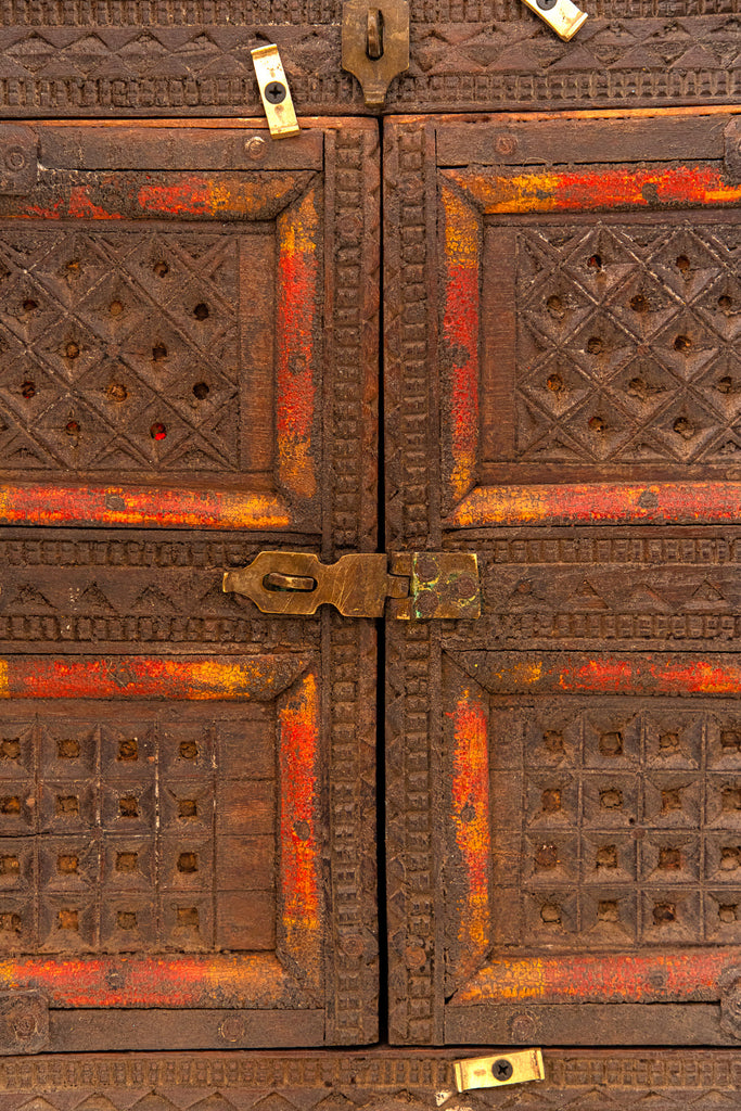 Vintage Hand Carved Damchia Chest