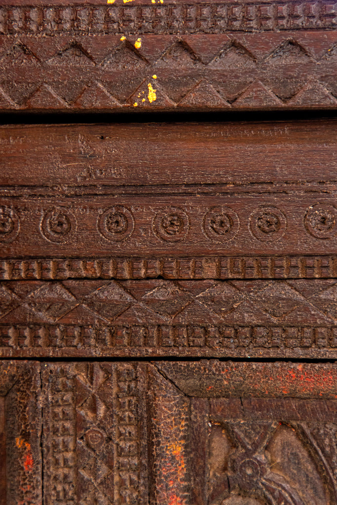 Vintage Hand Carved Damchia Chest