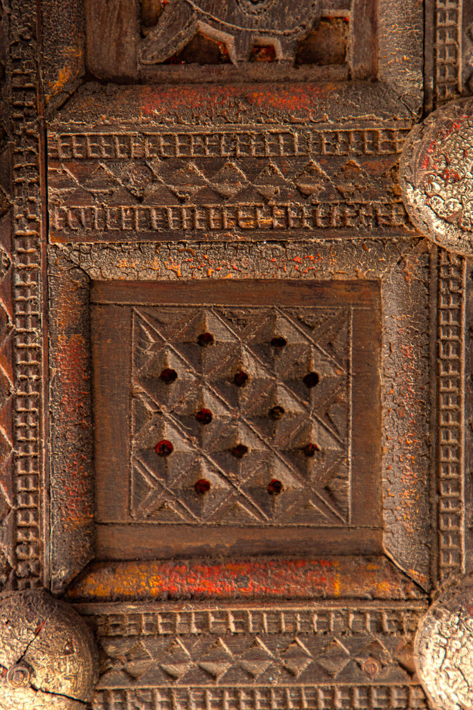 Vintage Hand Carved Damchia Chest