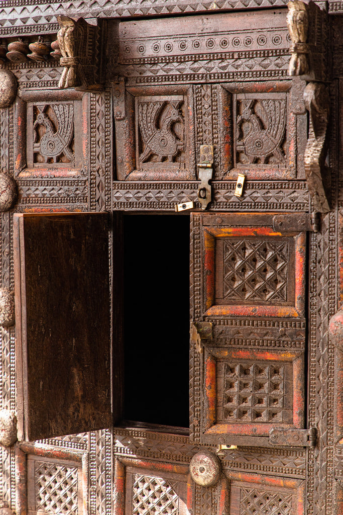 Vintage Hand Carved Damchia Chest