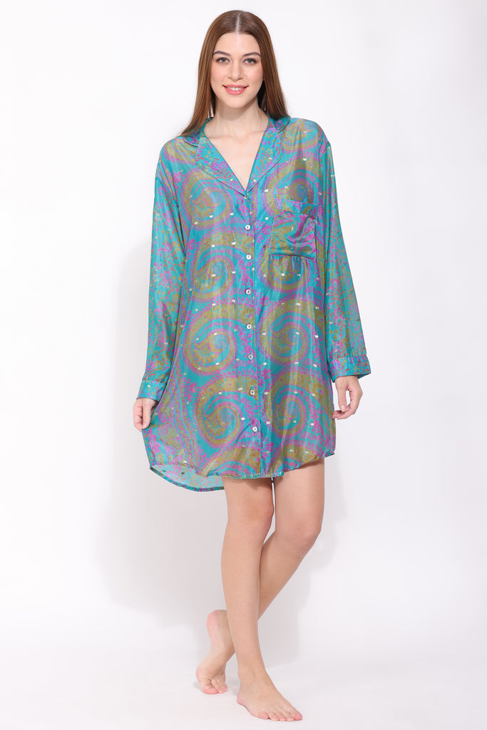 Recycled Silk Sari Nightshirt 013