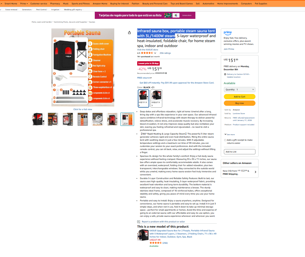 Infrared sauna box, portable steam sauna tent