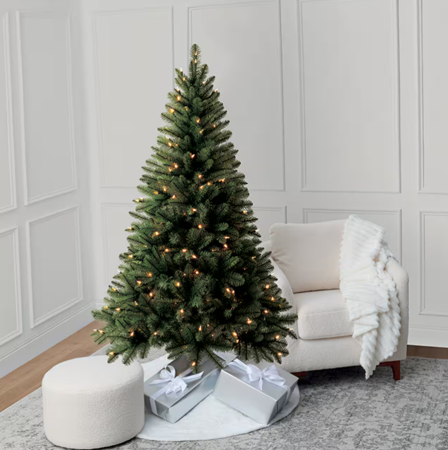 6ft. Pre-Lit Windham Spruce Artificial Christmas Tree, Warm White LED Lights