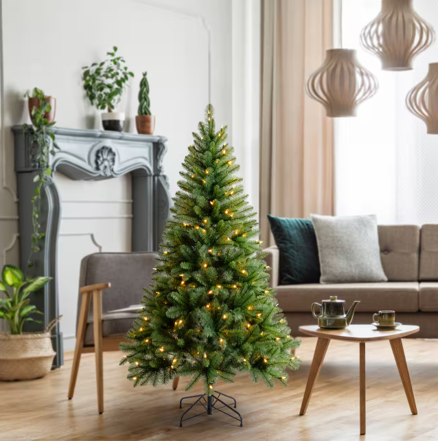 6ft. Pre-Lit Windham Spruce Artificial Christmas Tree, Warm White LED Lights