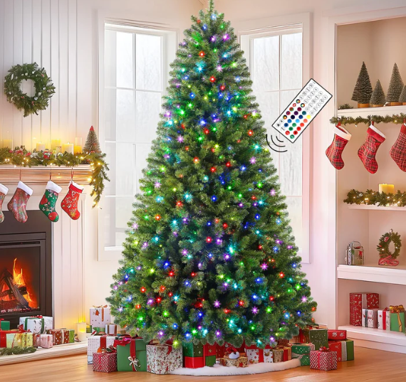 Classic Blue Spruce Artificial Christmas Tree with RGB Lights | 90+ Light Effects | 6 Sizes Available | Remote Control
