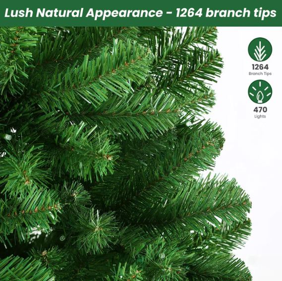 Classic Blue Spruce Artificial Christmas Tree with RGB Lights | 90+ Light Effects | 6 Sizes Available | Remote Control