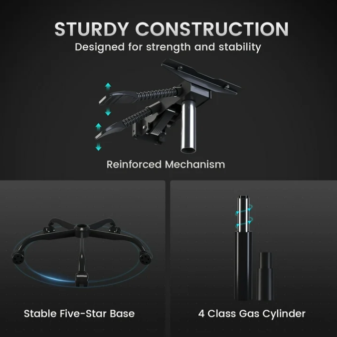 RGB Ergonomic Gaming Chair with Massage, LED Lights, Footrest, Lumbar Support, Black