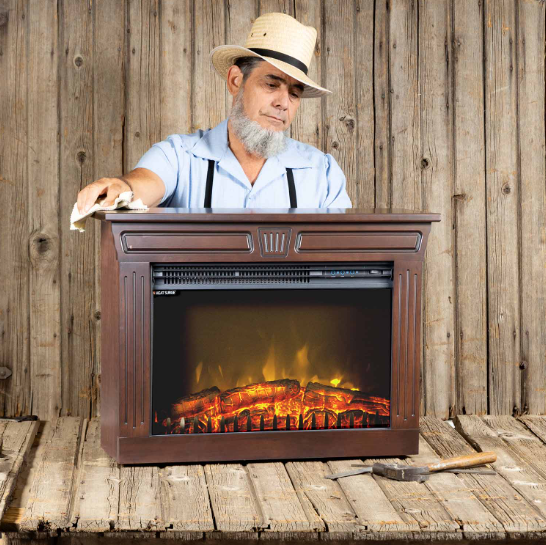 Amish Fireplace – Genuine Real Wood Amish-Built Mantle – Electric Fireplace Heater – Hi-Def Fireless Flame