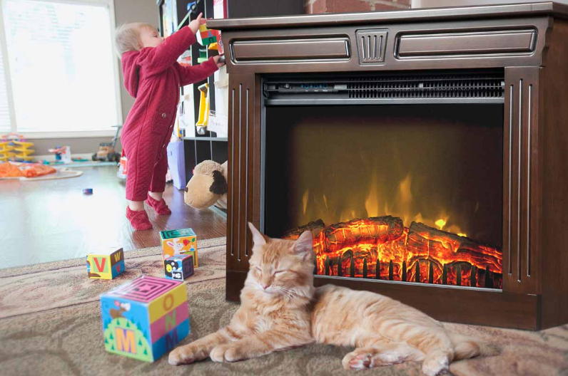 Amish Fireplace – Genuine Real Wood Amish-Built Mantle – Electric Fireplace Heater – Hi-Def Fireless Flame