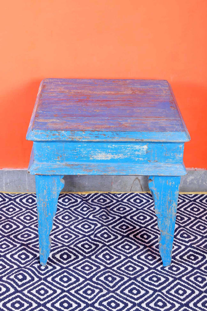 Mini Blue Vintage Wooden Side Table