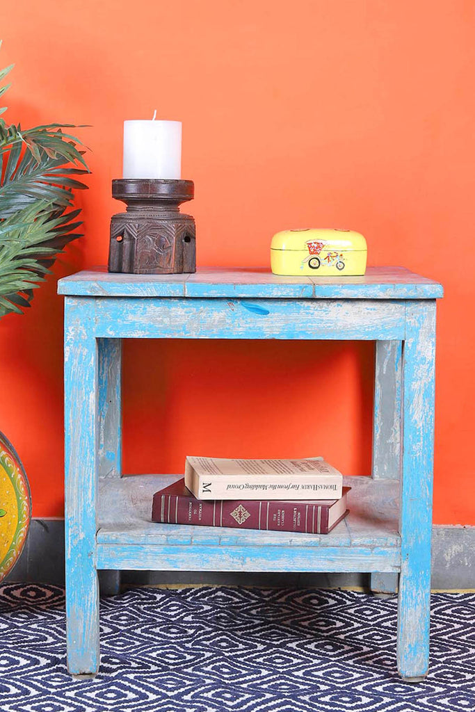 Sea Blue Vintage Wooden Small Table